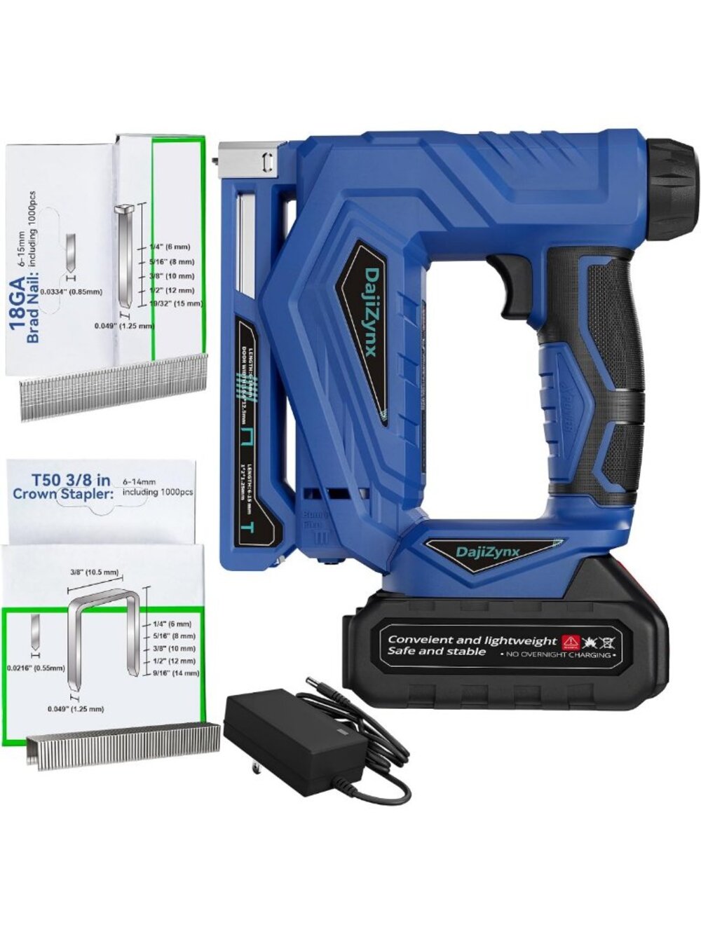 Cordless Electric Staple Gun & Brad Nailer, 2-in-1, 1000 Nails & Staples, Dual